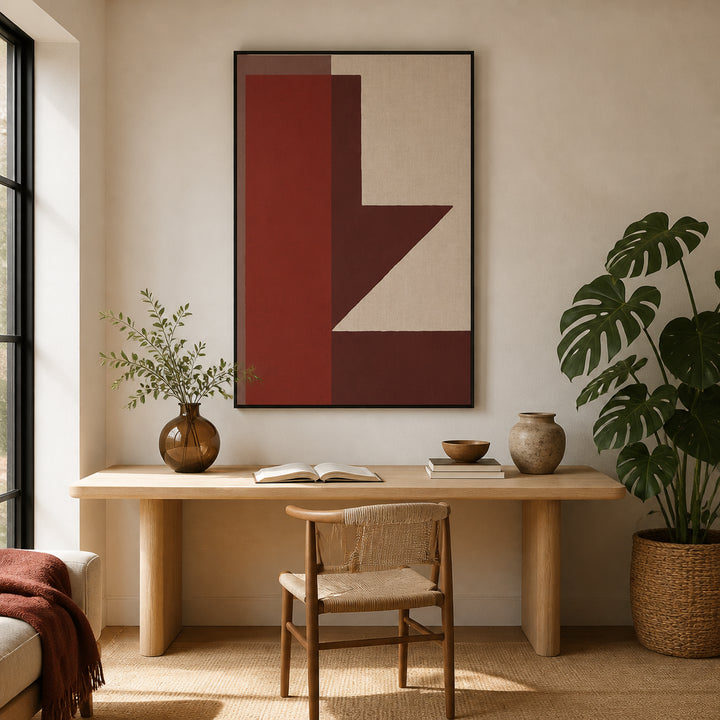 Room mockup featuring Geometric Color Blocks Art Print 1