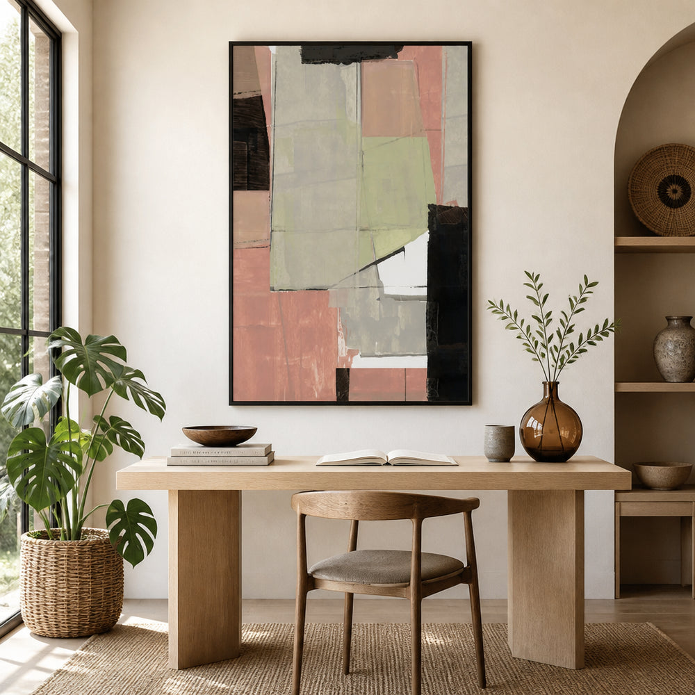 Room mockup featuring Layered Earthy Blocks Art Print 1