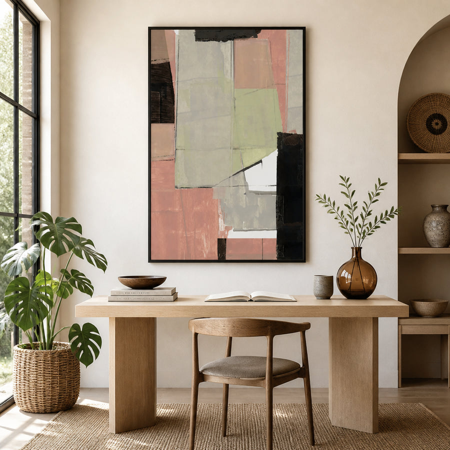 Layered Earthy Blocks Art Print 1 in a room setting