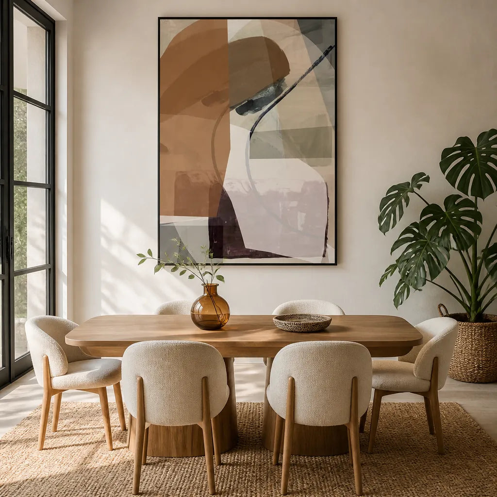 Modern Abstract Shapes Art Print 1 shown in a styled room
