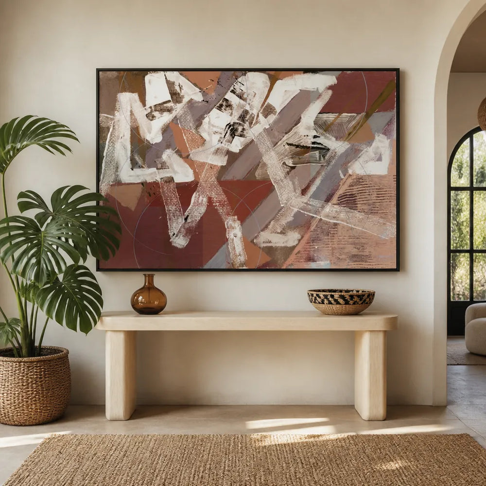 Room mockup featuring Modern Abstract Strokes Art Print 1