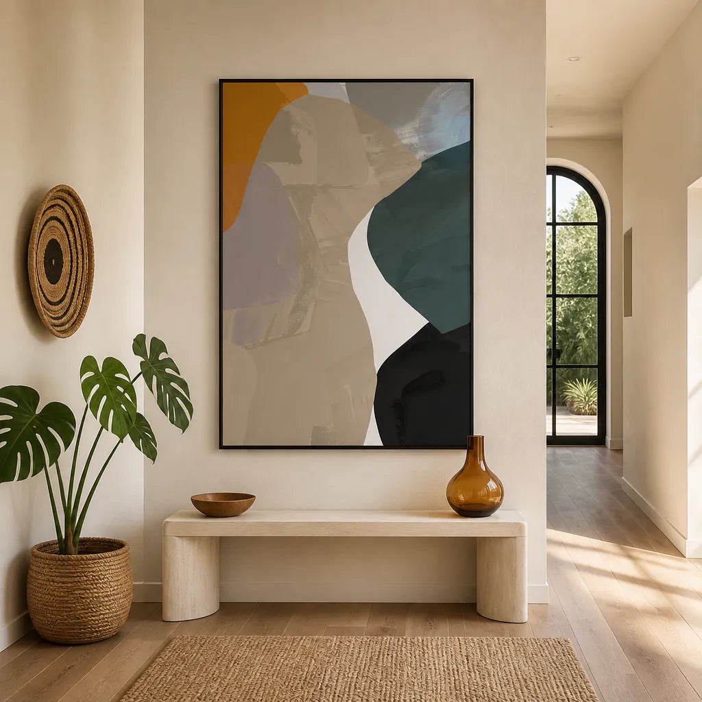 Muted Organic Forms Art Print 1 shown in a styled room