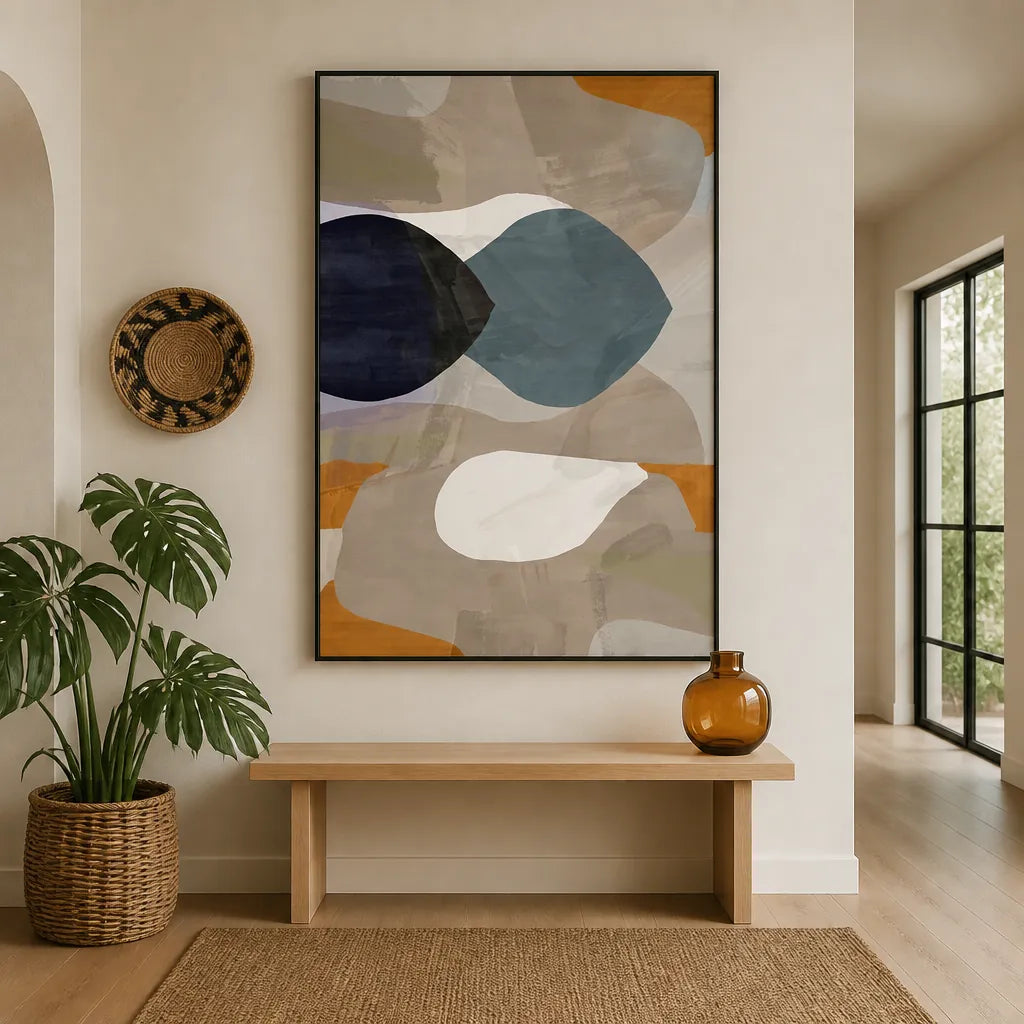 Organic Flow Abstract Art Print 1 shown in a styled room