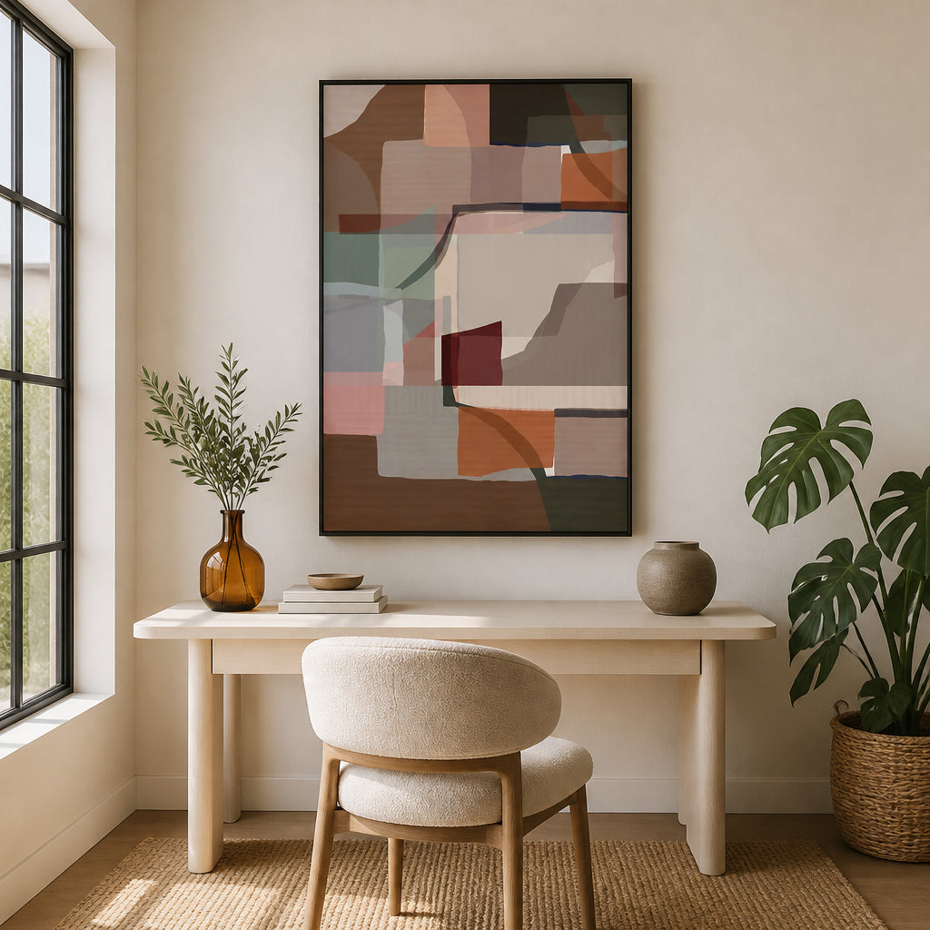Room mockup featuring Soft Geometric Layers Art Print 1