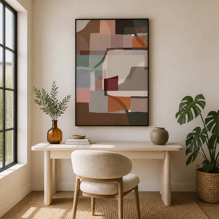 Room mockup featuring Soft Geometric Layers Art Print 1