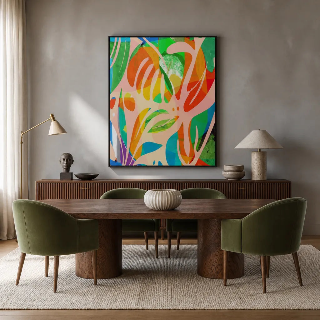 Room mockup featuring Abstract Tropical Flora Art Print