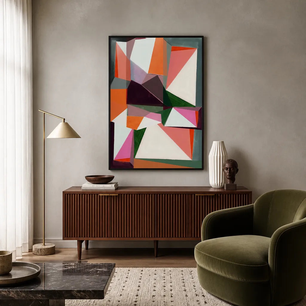 Room mockup featuring Modern Geometric Shapes Art Print