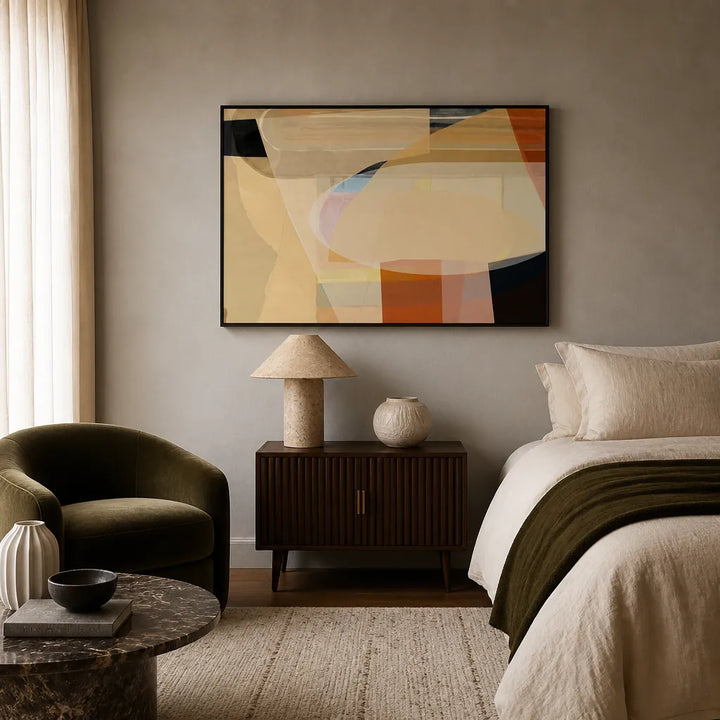 Room mockup featuring Soft Geometric Layers Art Print