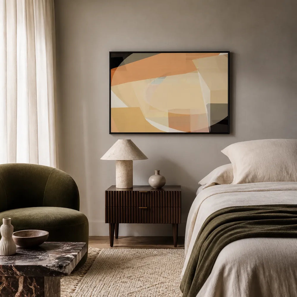 Room mockup featuring Warm Abstract Shapes Art Print
