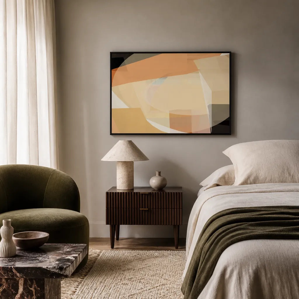 Room mockup featuring Warm Abstract Shapes Art Print