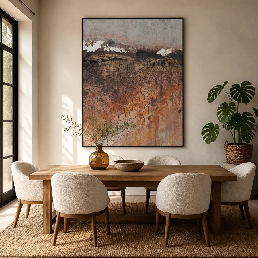 Cracked Earth Texture Art Print in a room setting