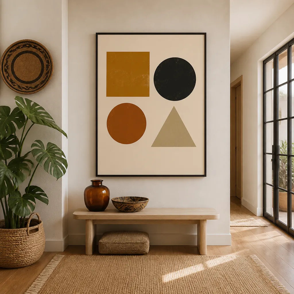 Room mockup featuring Earth Tone Geometrics Art Print
