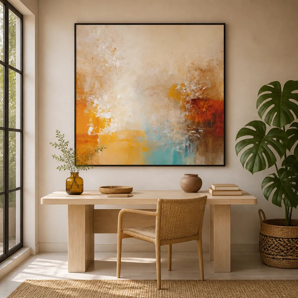 Room mockup featuring Golden Horizon Abstract Art Print
