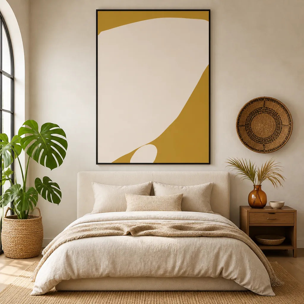 Room mockup featuring Organic Yellow Curves Art Print