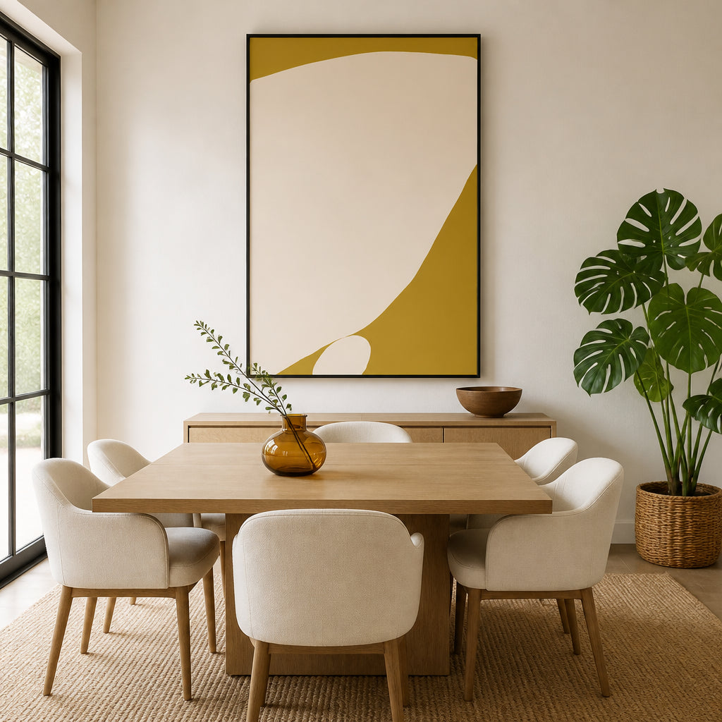 Room mockup featuring Organic Yellow Curves Art Print