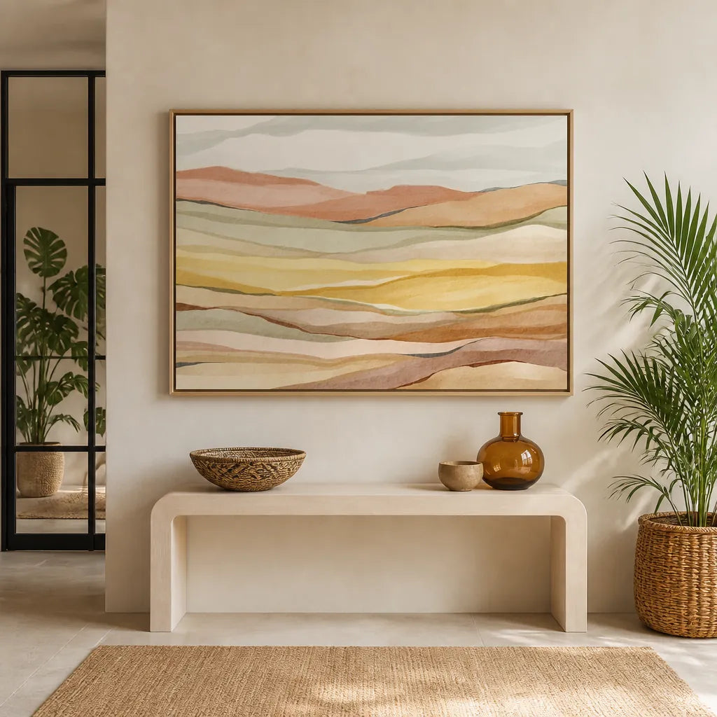 Room mockup featuring Warm Horizon Layers Art Print