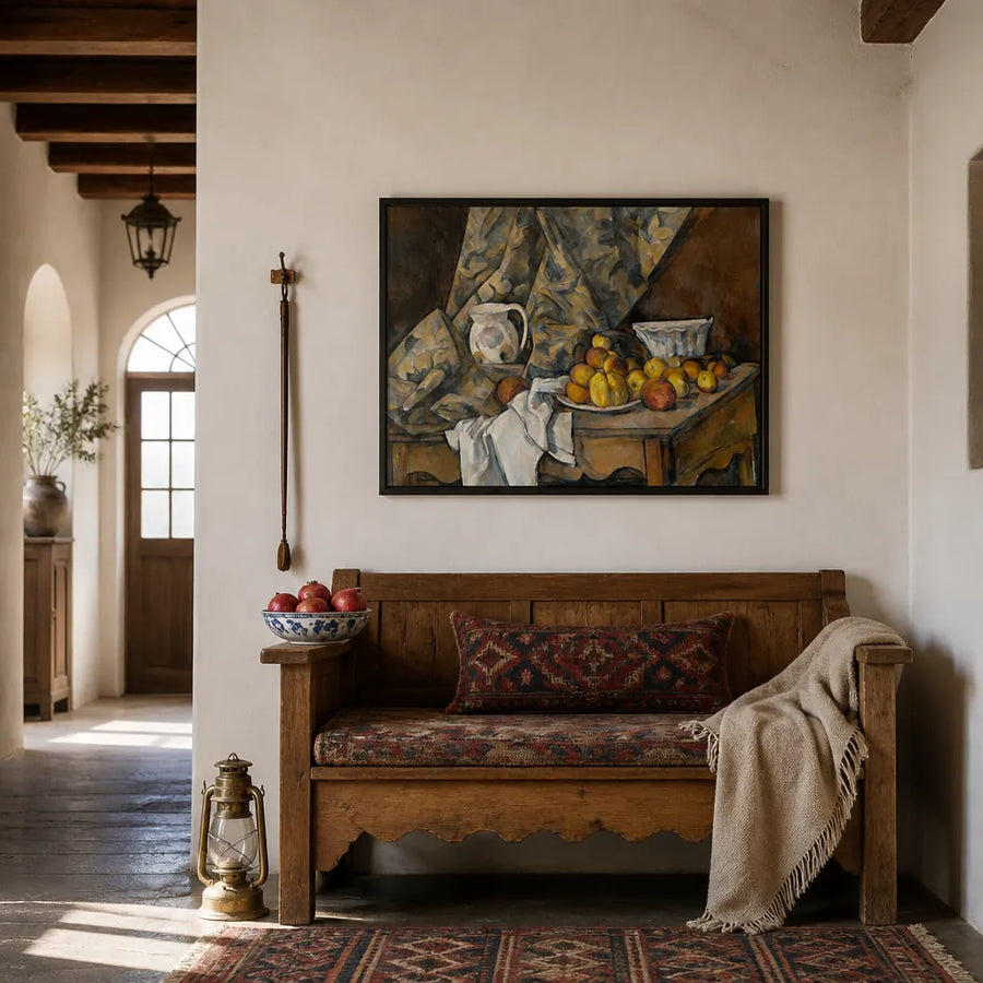 Still Life: Apples and Peaches Art Print in a room setting