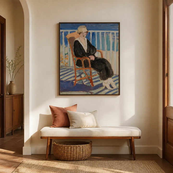 Room mockup featuring Young Girl on the Balcony Art Print