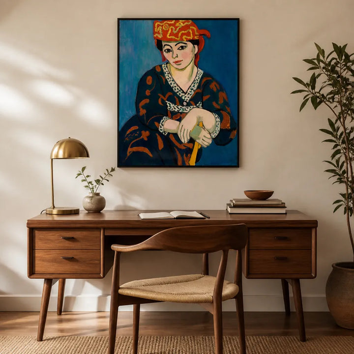 Room mockup featuring Red Madras Headdress by Matisse Art Print