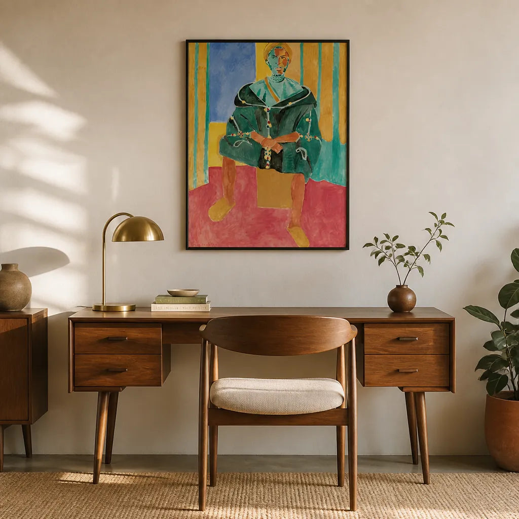 Room mockup featuring Seated Riffian by Matisse Art Print
