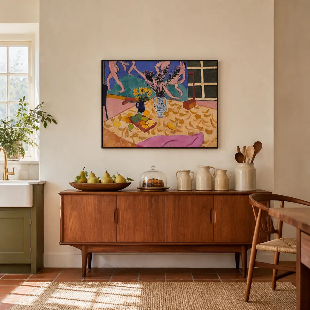 Room mockup featuring Still Life Dance by Matisse Art Print