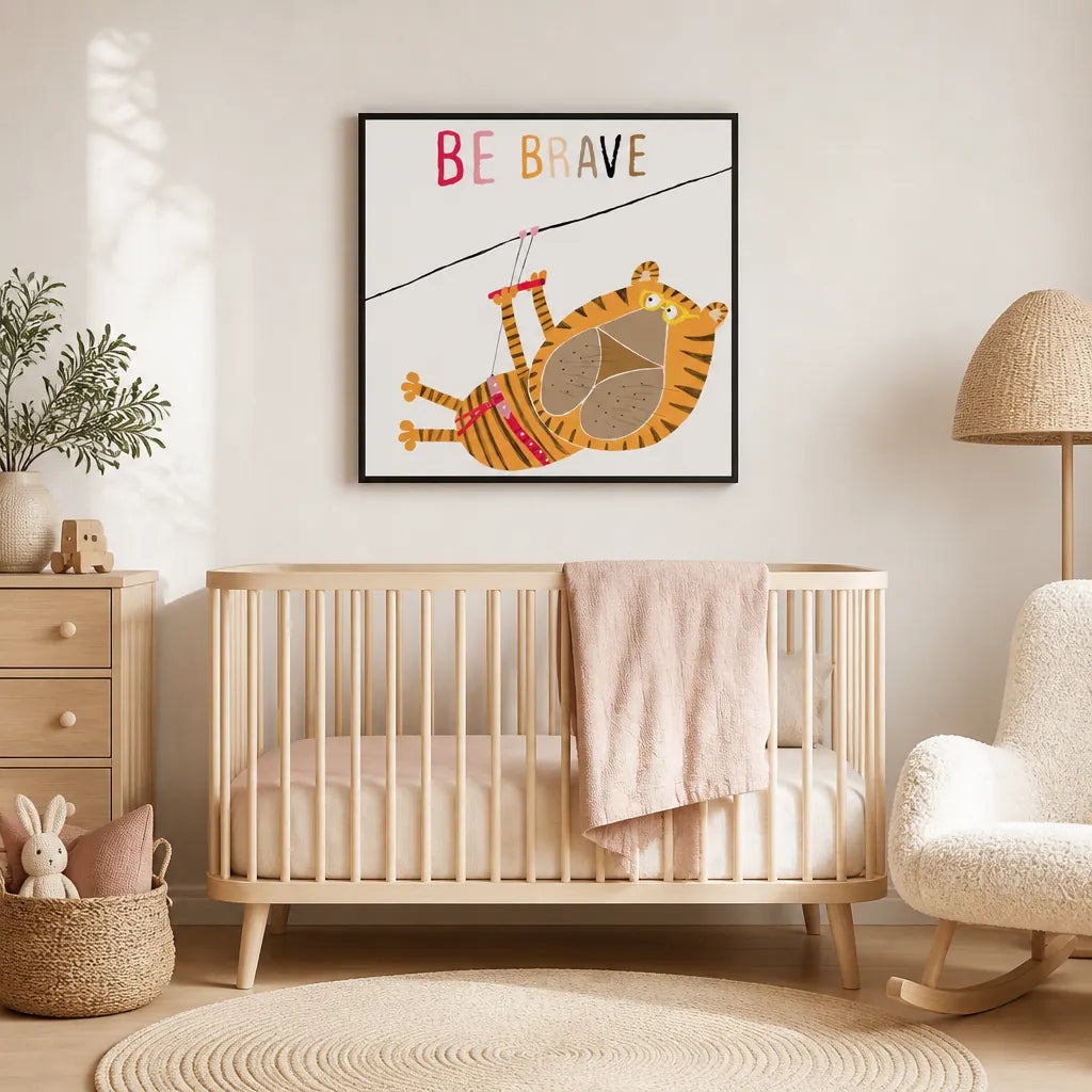 Room mockup featuring Be Brave Tiger Art Print
