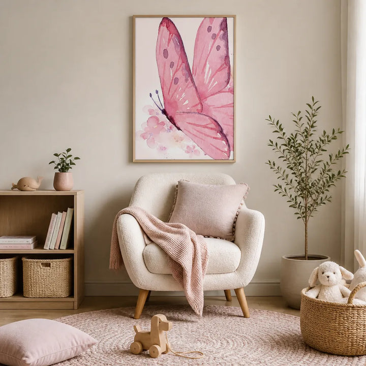 Room mockup featuring Blush Butterfly Blossoms Art Print