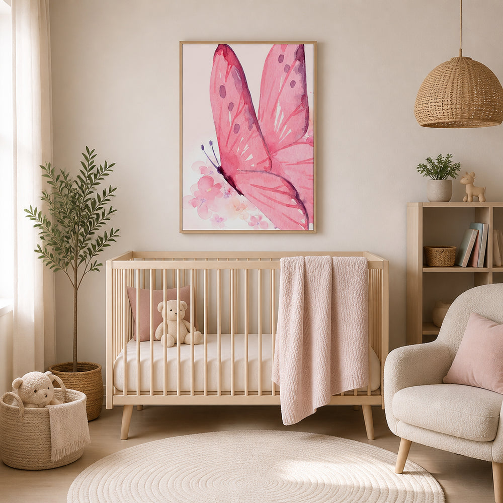 Room mockup featuring Blush Butterfly Blossoms Art Print