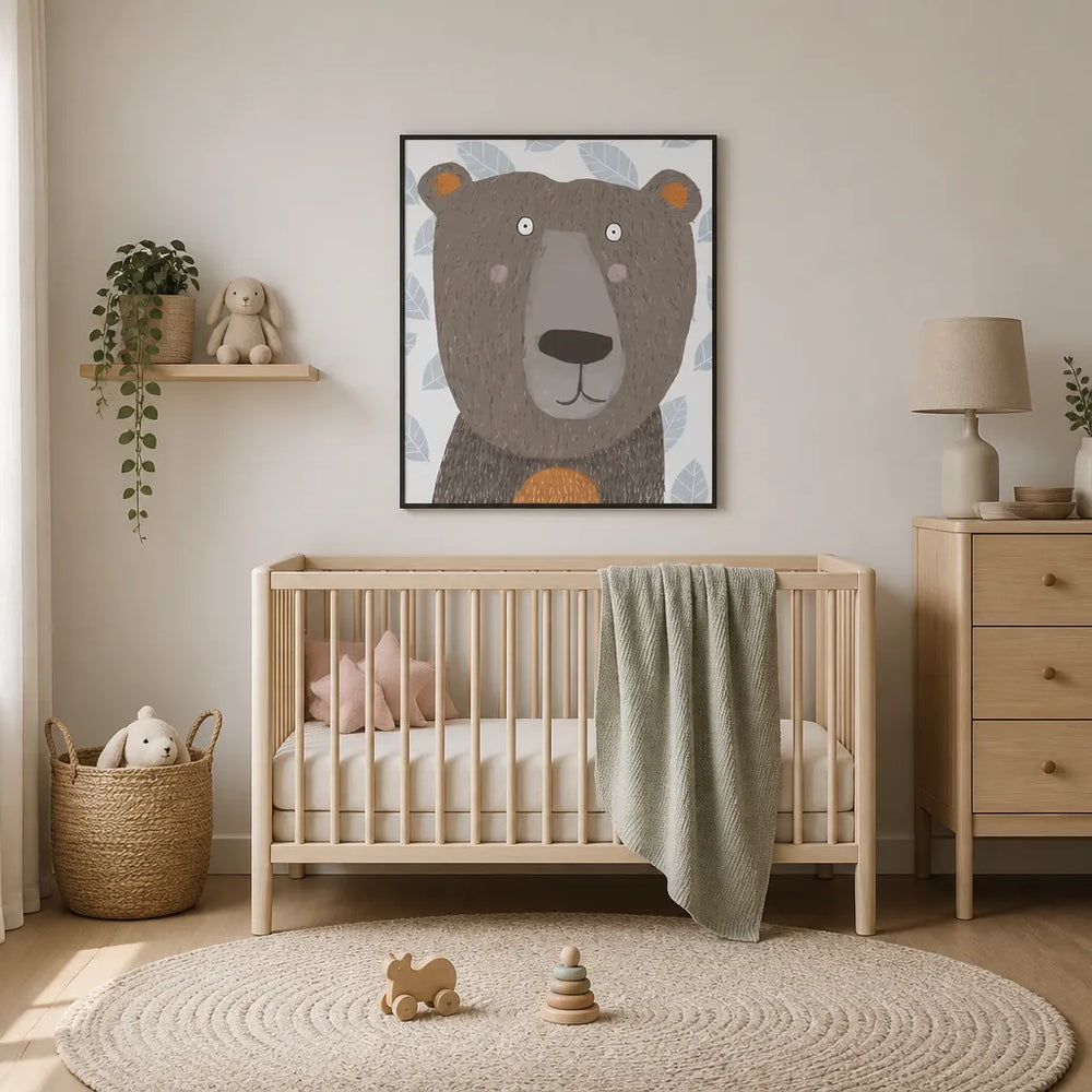 Room mockup featuring Cute Brown Bear Art Print
