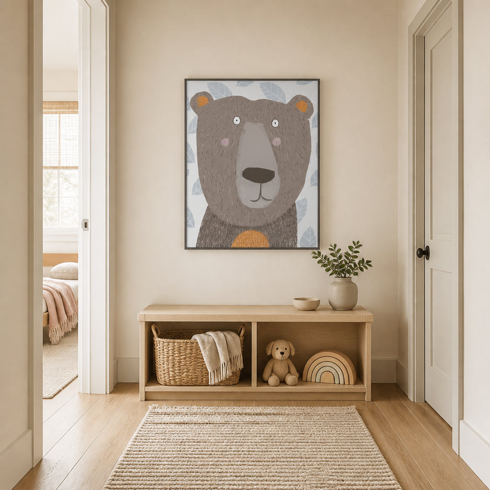 Room mockup featuring Cute Brown Bear Art Print