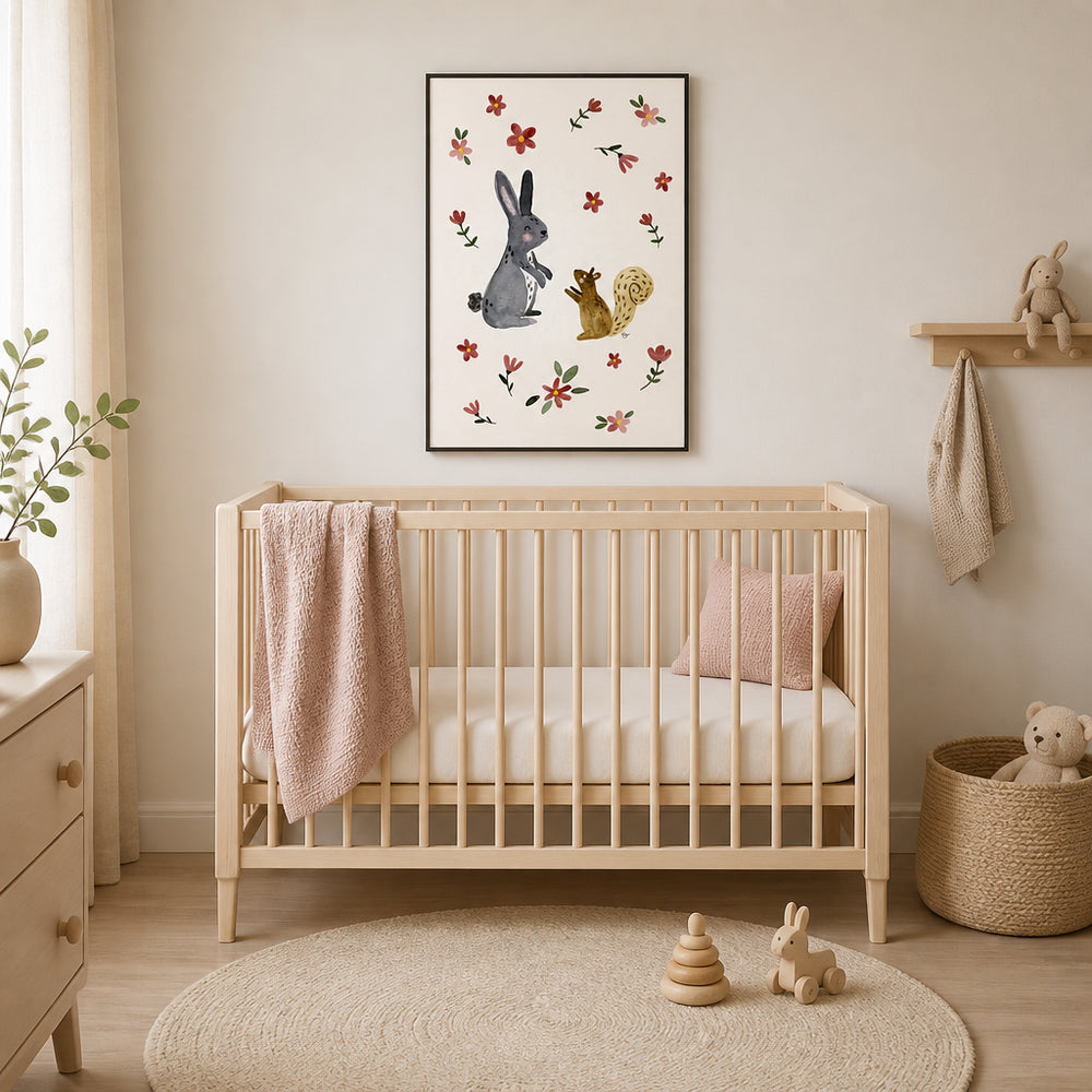 Room mockup featuring Cute Forest Friends Art Print