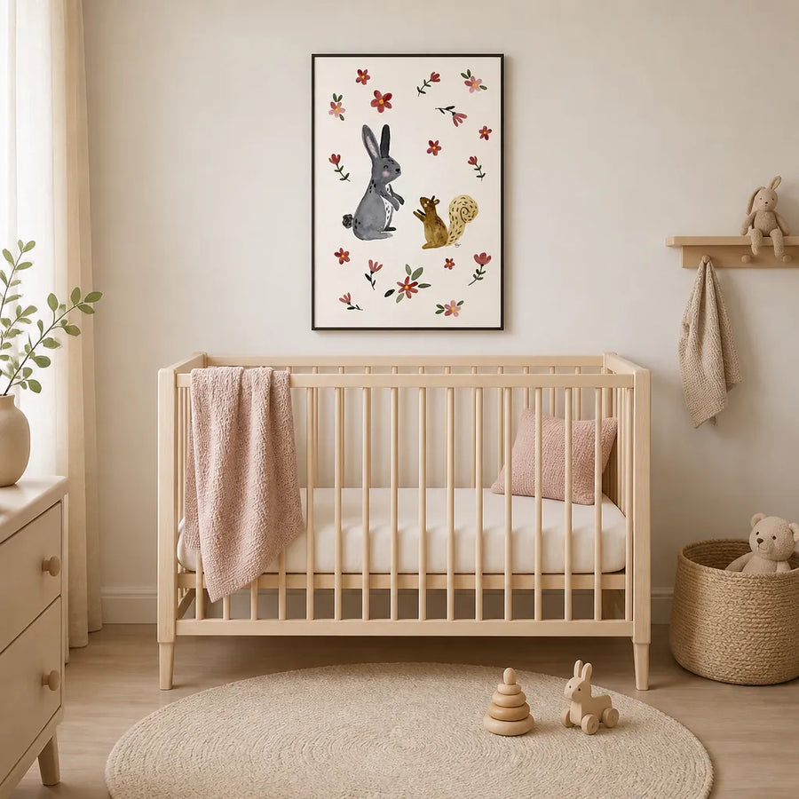 Cute Forest Friends Art Print in a room setting