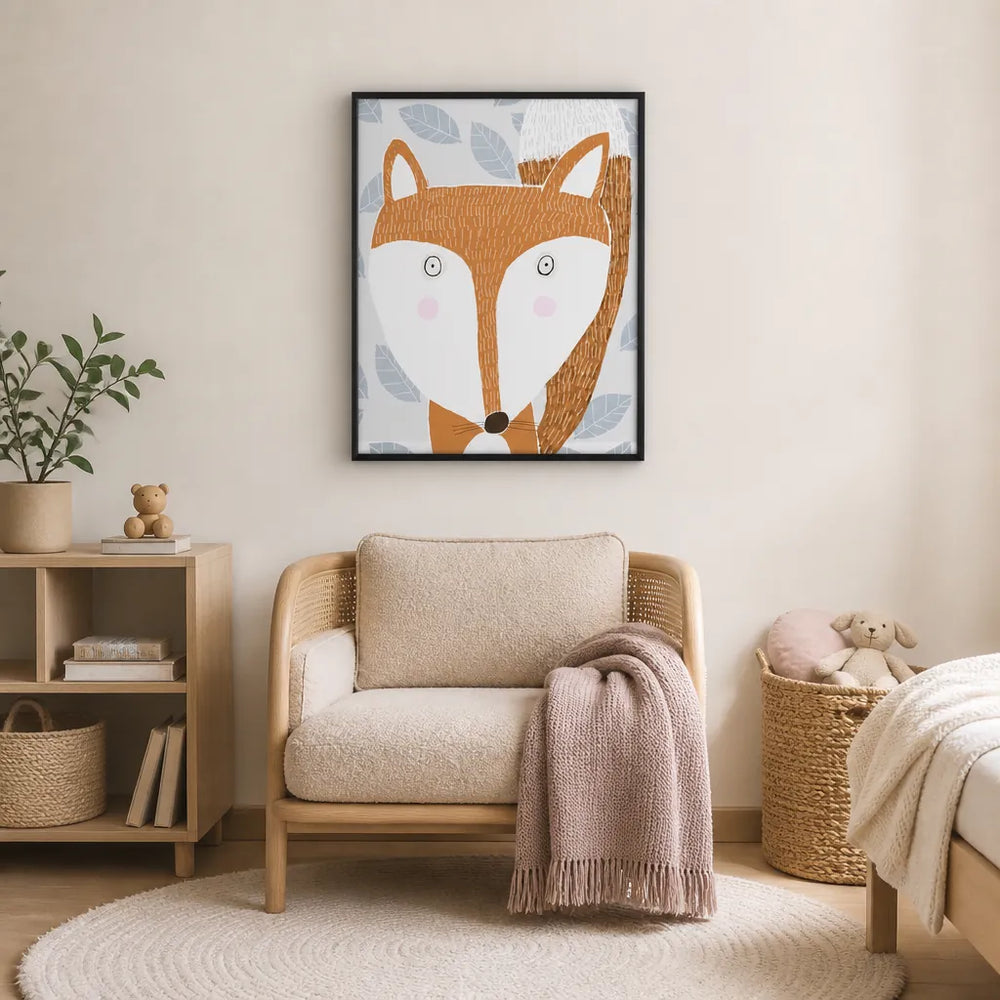 Room mockup featuring Cute Woodland Fox Art Print