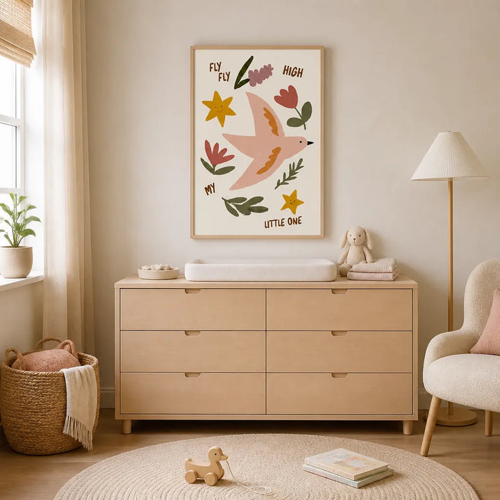 Room mockup featuring Flyflyhigh Art Print