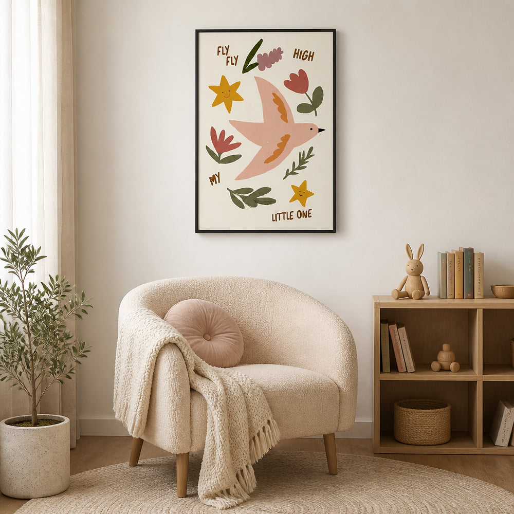 Room mockup featuring Flyflyhigh Art Print