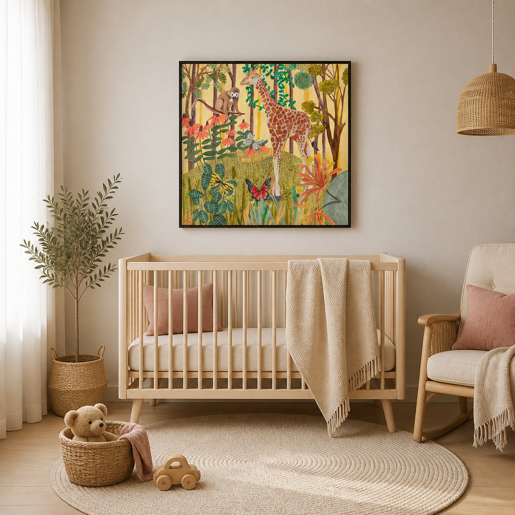 Room mockup featuring Giraffe in nature Art Print