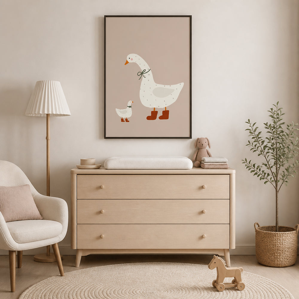 Room mockup featuring Goose and Gosling Art Print