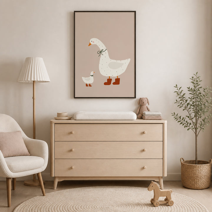 Room mockup featuring Goose and Gosling Art Print