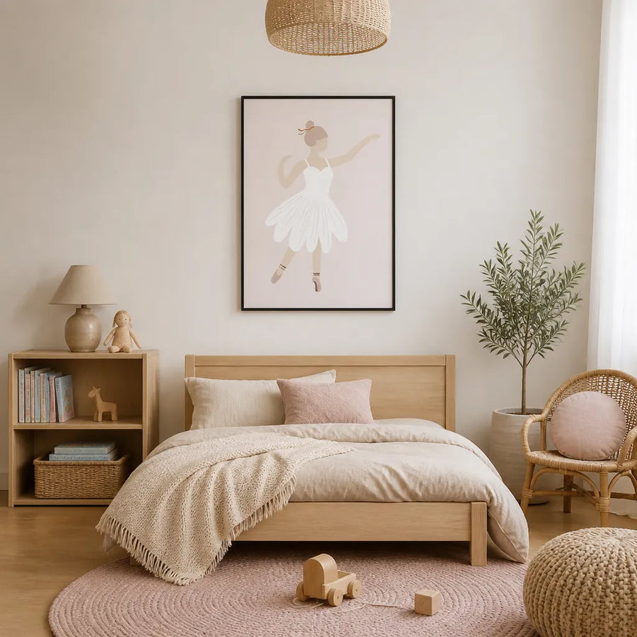 Graceful Ballet Dancer Art Print in a room setting