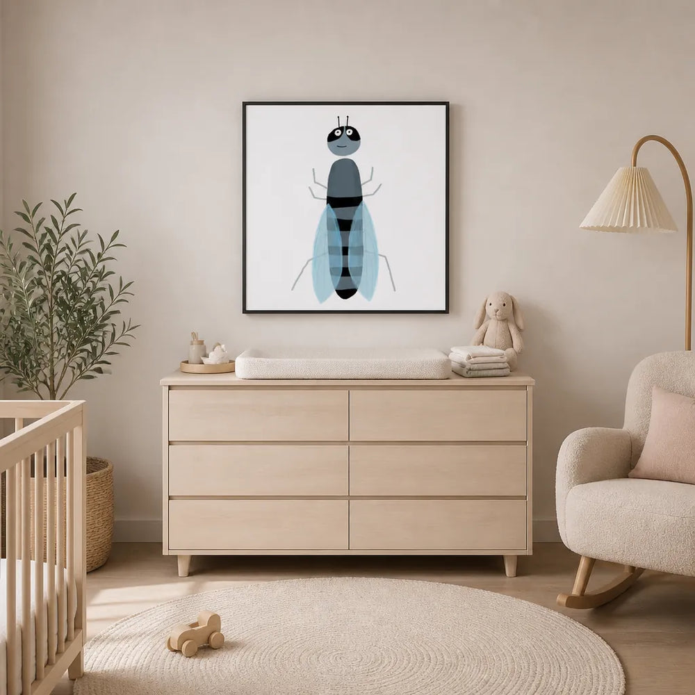 Room mockup featuring Happy Cartoon Insect Art Print