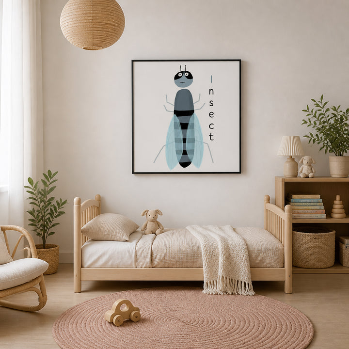 Room mockup featuring Happy Cartoon Insect Art Print