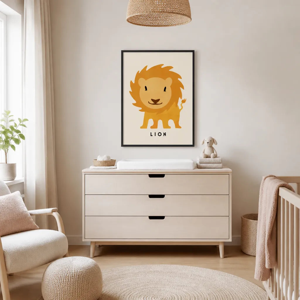 Room mockup featuring Happy Little Lion Art Print
