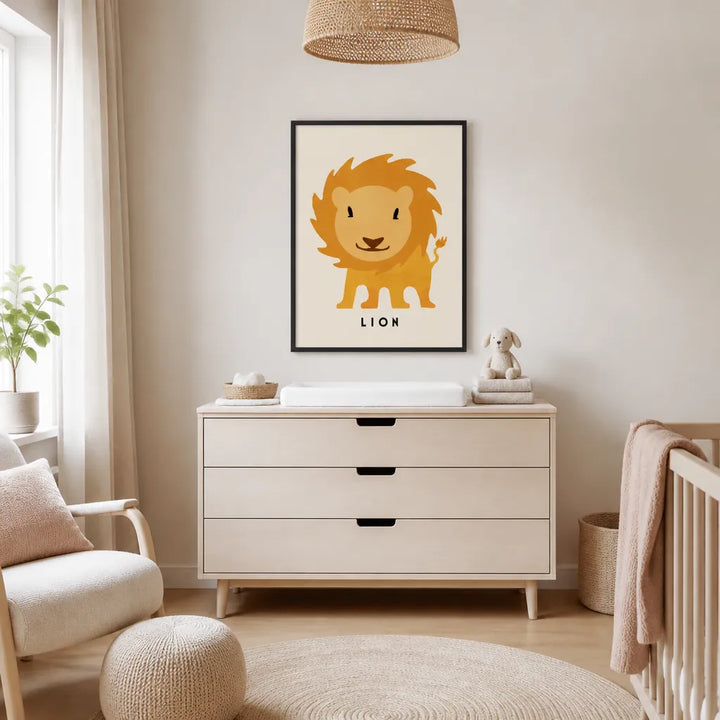 Room mockup featuring Happy Little Lion Art Print