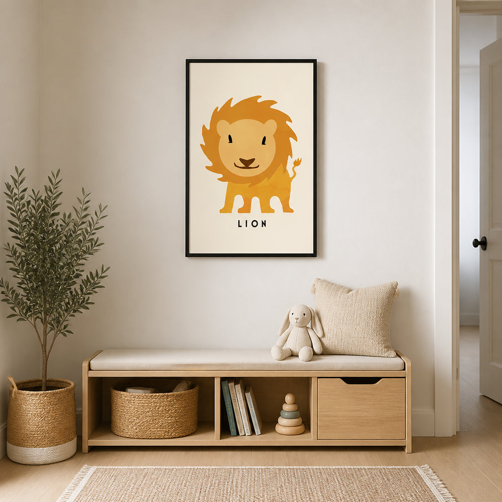 Room mockup featuring Happy Little Lion Art Print