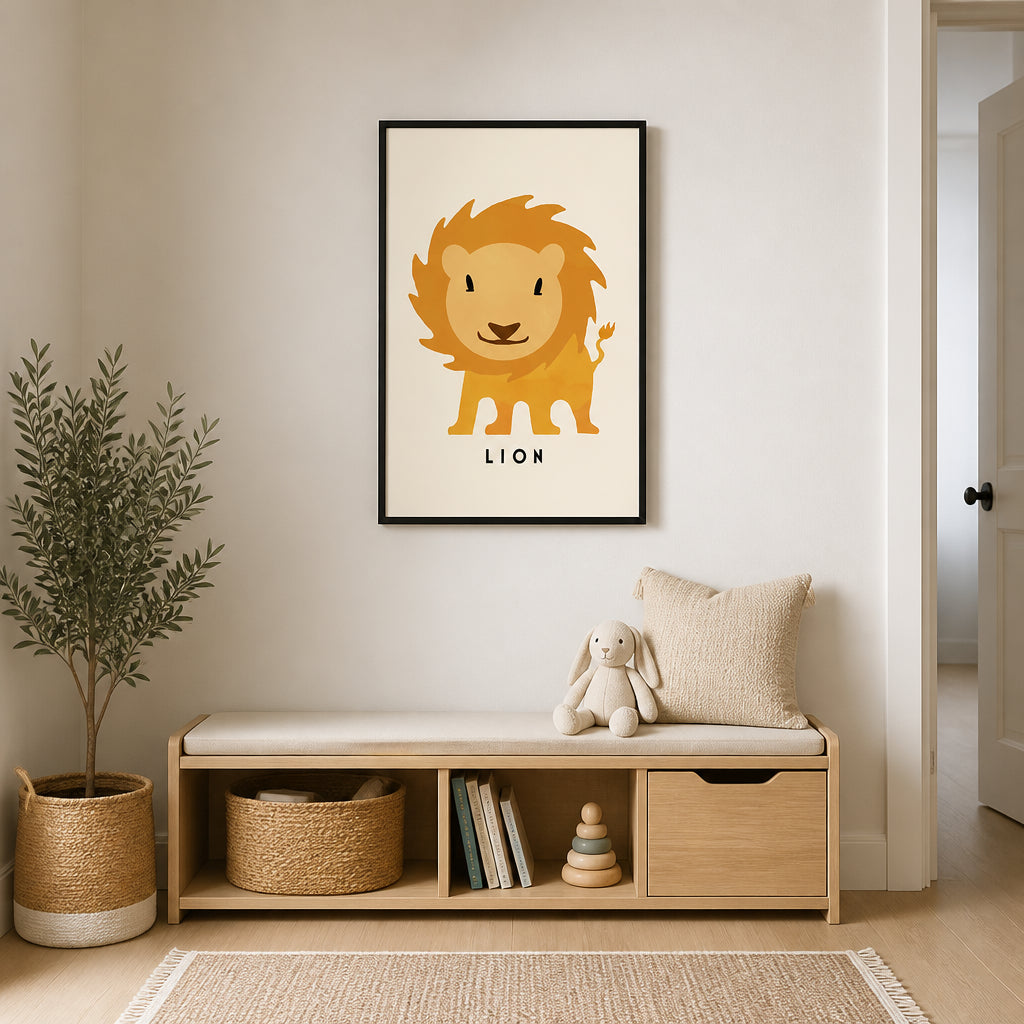 Room mockup featuring Happy Little Lion Art Print