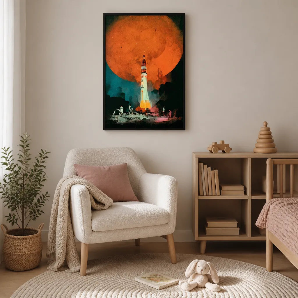 Room mockup featuring Lunar Launch Art Print