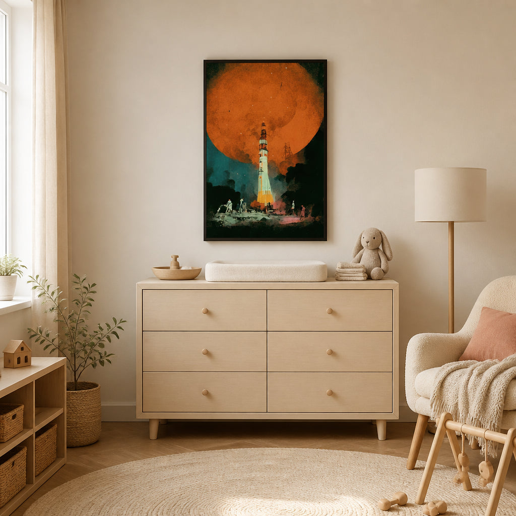 Room mockup featuring Lunar Launch Art Print