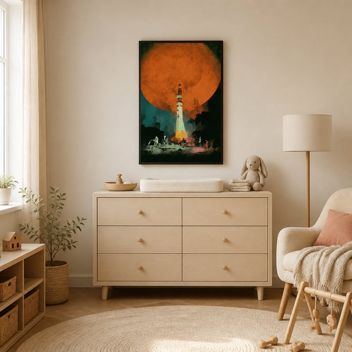Room mockup featuring Lunar Launch Art Print