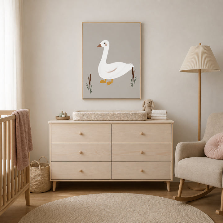 Room mockup featuring Minimalist White Goose Art Print