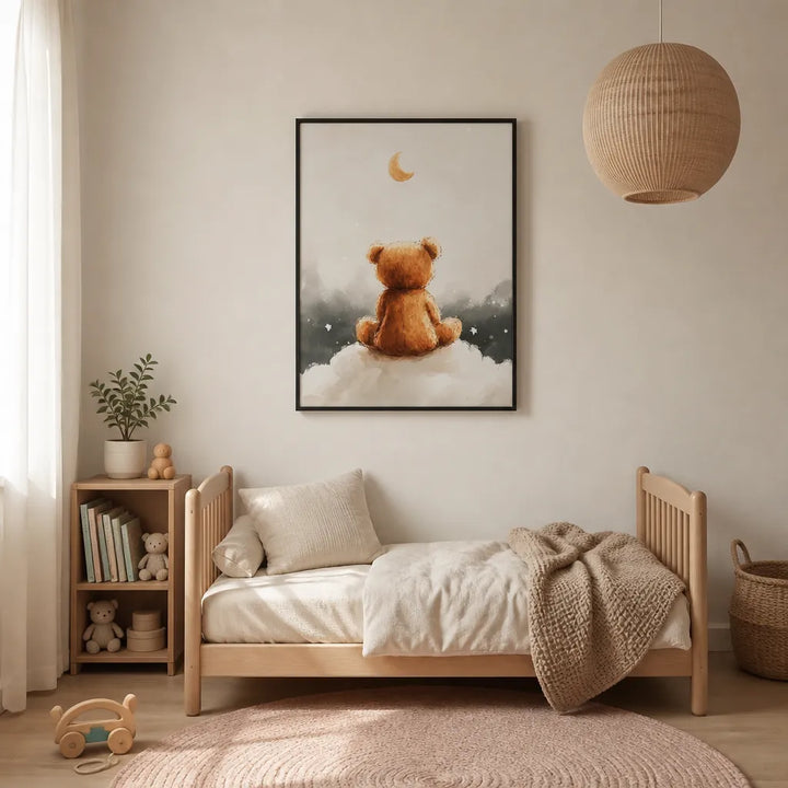 Room mockup featuring Moonlit Bear Dreams Art Print
